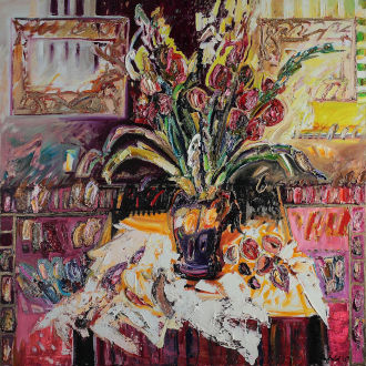 Still life with flowers, 145 cm x 145 cm - Katarzyna Seyfried