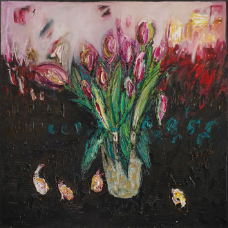Tulipany, 100 cm x 100 cm - Katarzyna Seyfried